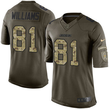 Nike Los Angeles Chargers 81 Mike Williams Green Mens Stitched Nfl Limited Salute To Service Jersey