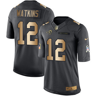 Nike Los Angeles Rams 12 Sammy Watkins Black Mens Stitched Nfl Limited Gold Salute To Service Jersey