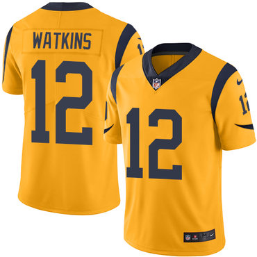 Nike Los Angeles Rams 12 Sammy Watkins Gold Mens Stitched Nfl Limited Rush Jersey