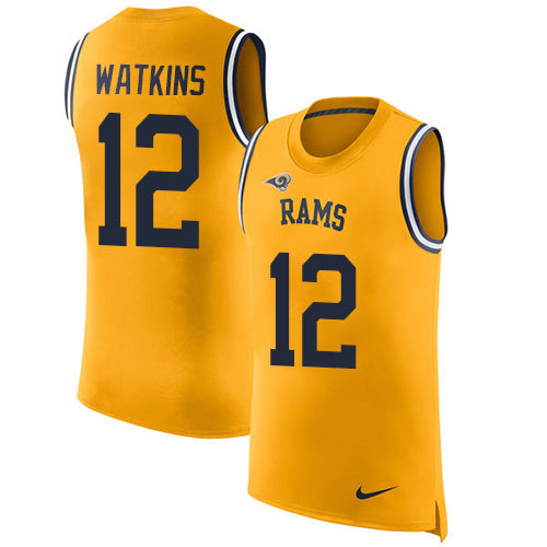 Nike Los Angeles Rams 12 Sammy Watkins Gold Mens Stitched Nfl Limited Rush Tank Top Jersey