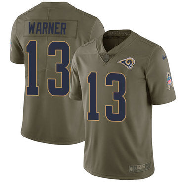 Nike Los Angeles Rams 13 Kurt Warner Olive Mens Stitched Nfl Limited 2017 Salute To Service Jersey