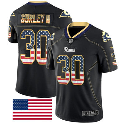 Nike Los Angeles Rams 30 Todd Gurley Ii Black Mens Stitched Nfl Limited Rush Usa Flag Jersey
