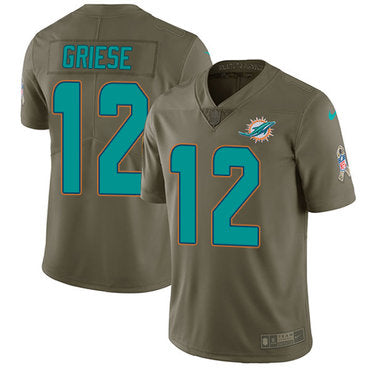 Nike Miami Dolphins 12 Bob Griese Olive Mens Stitched Nfl Limited 2017 Salute To Service Jersey