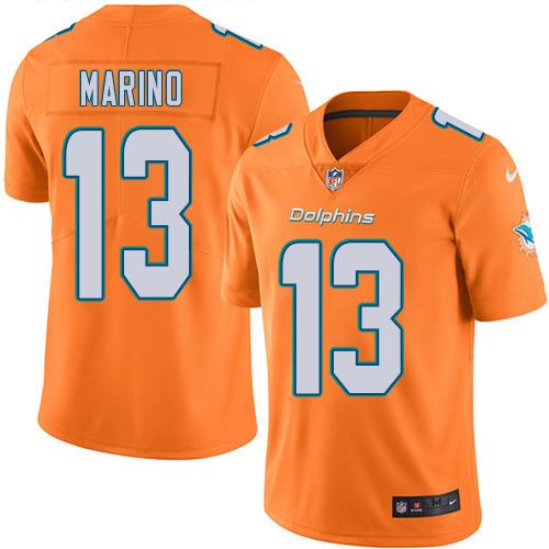 Nike Miami Dolphins 13 Dan Marino Orange Mens Stitched Nfl Limited Rush Jersey