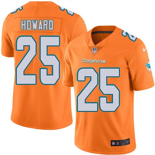 Nike Miami Dolphins 25 Xavien Howard Orange Mens Stitched Nfl Limited Rush Jersey