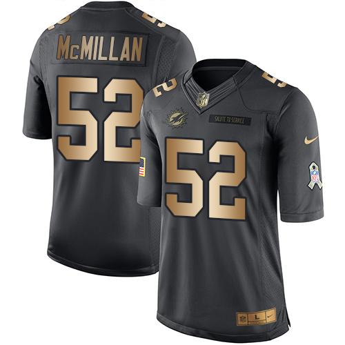 Nike Miami Dolphins 52 Raekwon Mcmillan Black Mens Stitched Nfl Limited Gold Salute To Service Jersey