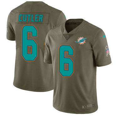 Nike Miami Dolphins 6 Jay Cutler Olive Mens Stitched Nfl Limited 2017 Salute To Service Jersey