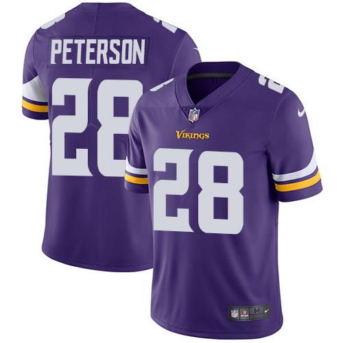 Nike Minnesota Vikings 28 Adrian Peterson Purple Team Color Mens Stitched Nfl Vapor Untouchable Limited Jersey