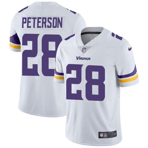 Nike Minnesota Vikings 28 Adrian Peterson White Mens Stitched Nfl Vapor Untouchable Limited Jersey