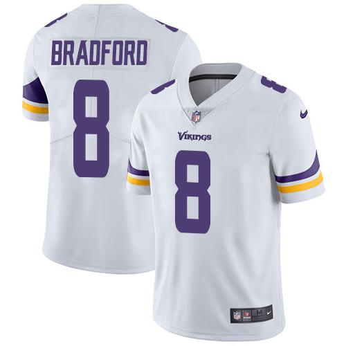 Nike Minnesota Vikings 8 Sam Bradford White Mens Stitched Nfl Vapor Untouchable Limited Jersey