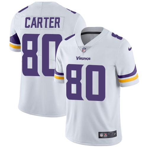 Nike Minnesota Vikings 80 Cris Carter White Mens Stitched Nfl Vapor Untouchable Limited Jersey