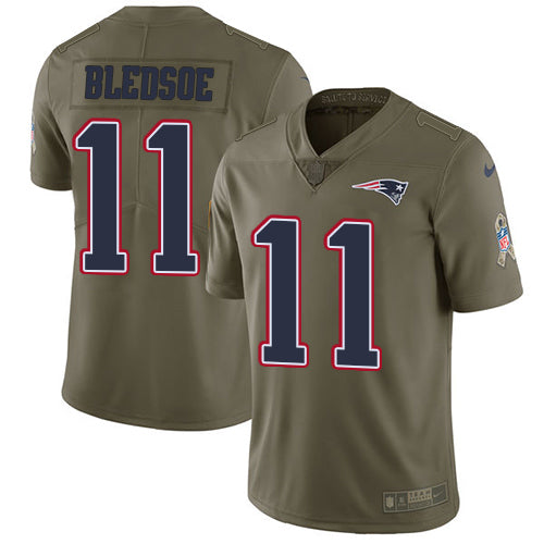Nike New England Patriots 11 Drew Bledsoe Olive Mens Stitched Nfl Limited 2017 Salute To Service Jersey