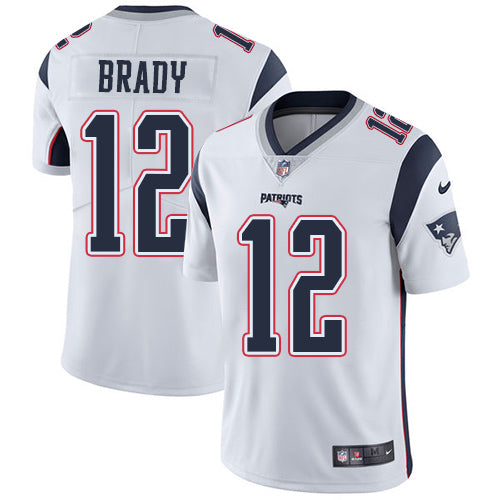 Nike New England Patriots 12 Tom Brady White Mens Stitched Nfl Vapor Untouchable Limited Jersey