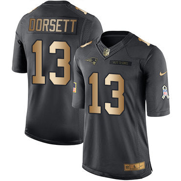 Nike New England Patriots 13 Phillip Dorsett Black Mens Stitched Nfl Limited Gold Salute To Service Jersey