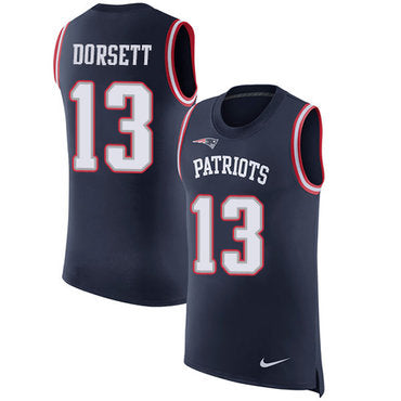 Nike New England Patriots 13 Phillip Dorsett Navy Blue Team Color Mens Stitched Nfl Limited Rush Tank Top Jersey