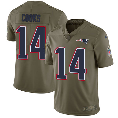 Nike New England Patriots 14 Brandin Cooks Olive Mens Stitched Nfl Limited 2017 Salute To Service Jersey