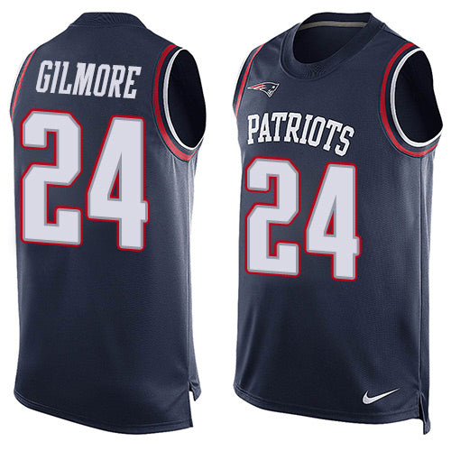 Nike New England Patriots 24 Stephon Gilmore Navy Blue Team Color Mens Stitched Nfl Limited Tank Top Jersey