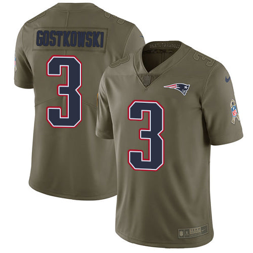 Nike New England Patriots 3 Stephen Gostkowski Olive Mens Stitched Nfl Limited 2017 Salute To Service Jersey