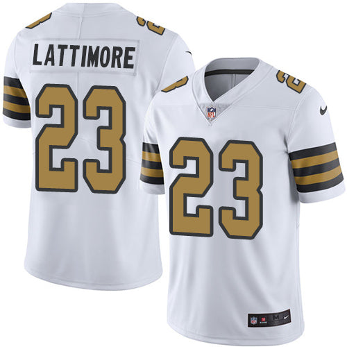 Nike New Orleans Saints 23 Marshon Lattimore White Mens Stitched Nfl Limited Rush Jersey