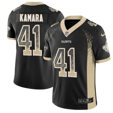 Nike New Orleans Saints 41 Alvin Kamara Black Team Color Mens Stitched Nfl Limited Rush Drift Fashion Jersey