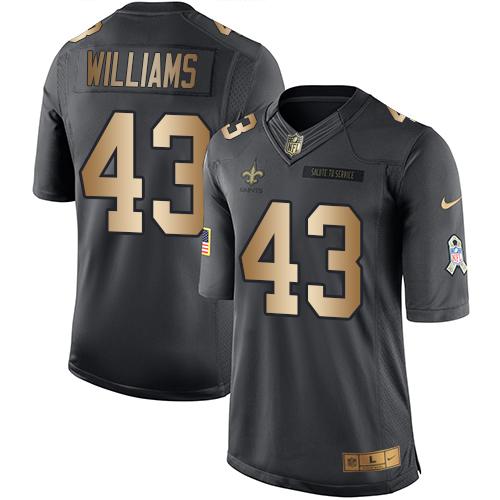 Nike New Orleans Saints 43 Marcus Williams Black Mens Stitched Nfl Limited Gold Salute To Service Jersey