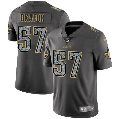 Nike New Orleans Saints 57 Alex Okafor Gray Static Mens Nfl Vapor Untouchable Game Jersey