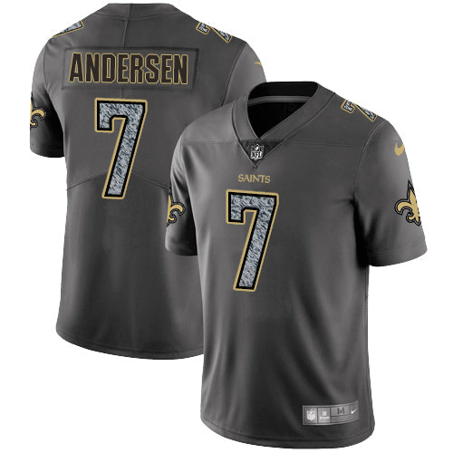 Nike New Orleans Saints 7 Morten Andersen Gray Static Mens Nfl Vapor Untouchable Game Jersey
