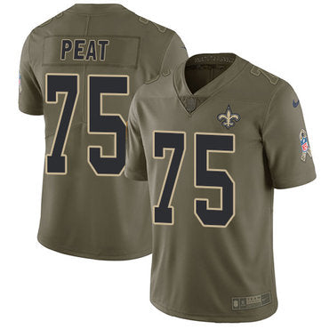 Nike New Orleans Saints 75 Andrus Peat Olive Mens Stitched Nfl Limited 2017 Salute To Service Jersey