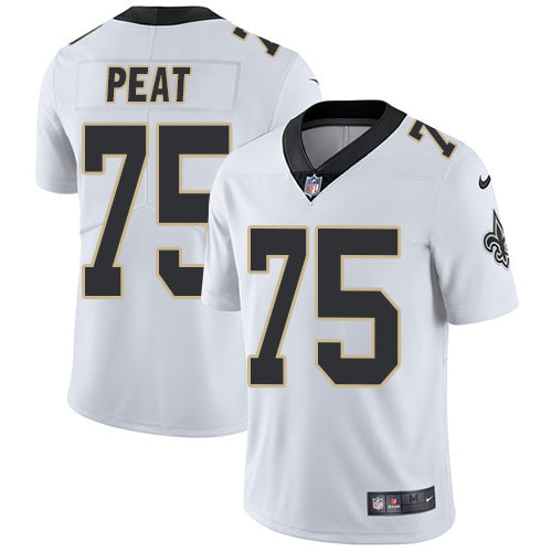 Nike New Orleans Saints 75 Andrus Peat White Mens Stitched Nfl Vapor Untouchable Limited Jersey