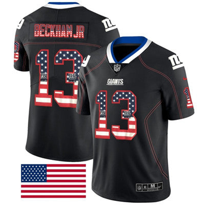 Nike New York Giants 13 Odell Beckham Jr Black Mens Stitched Nfl Limited Rush Usa Flag Jersey