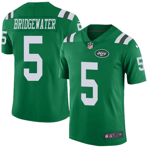Nike New York Jets 5 Teddy Bridgewater Green Mens Stitched Nfl Limited Rush Jersey