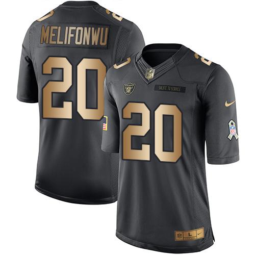 Nike Oakland Raiders 20 Obi Melifonwu Black Mens Stitched Nfl Limited Gold Salute To Service Jersey