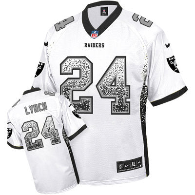 Nike Oakland Raiders 24 Marshawn Lynch White Mens Stitched Nfl Elite Drift Fashion Jersey