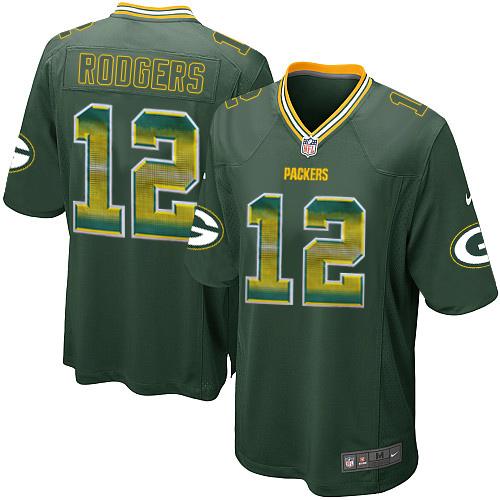 Nike Packers 12 Aaron Rodgers Green Team Color Mens Stitched Nfl Limited Strobe Jersey