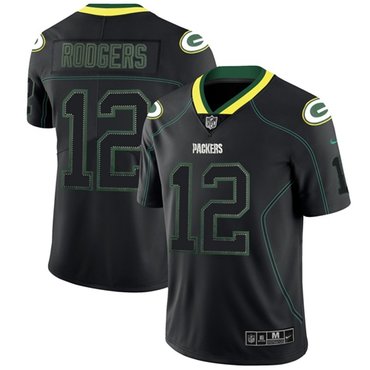 Nike Packers 12 Aaron Rodgers Lights Out Black Mens Stitched Nfl Limited Rush Jersey