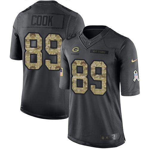 Nike Packers 89 Jared Cook Black Mens Stitched Nfl Limited 2016 Salute To Service Jersey