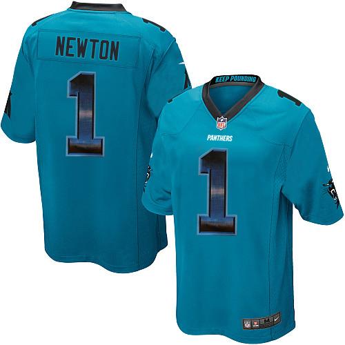 Nike Panthers 1 Cam Newton Blue Alternate Mens Stitched Nfl Limited Strobe Jersey