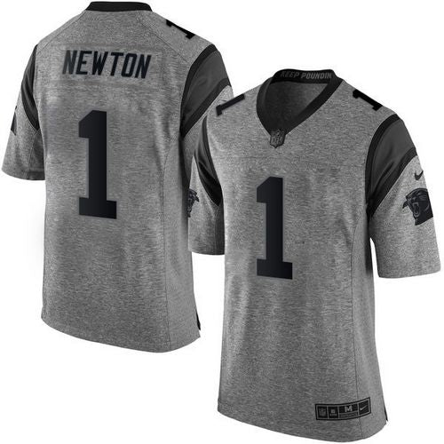 Nike Panthers 1 Cam Newton Gray Mens Stitched Nfl Limited Gridiron Gray Jersey