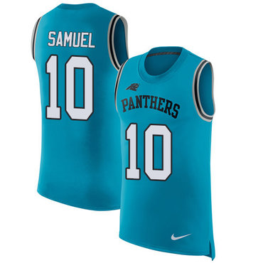 Nike Panthers 10 Curtis Samuel Blue Alternate Mens Stitched Nfl Limited Rush Tank Top Jersey
