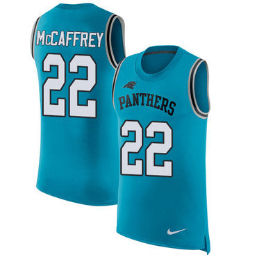 Nike Panthers 22 Christian Mccaffrey Blue Alternate Mens Stitched Nfl Limited Rush Tank Top Jersey