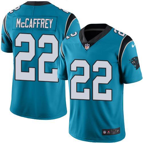 Nike Panthers 22 Christian Mccaffrey Blue Mens Stitched Nfl Limited Rush Jersey