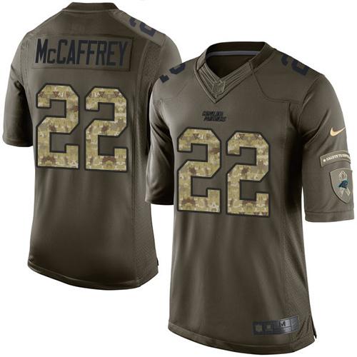 Nike Panthers 22 Christian Mccaffrey Green Mens Stitched Nfl Limited Salute To Service Jersey