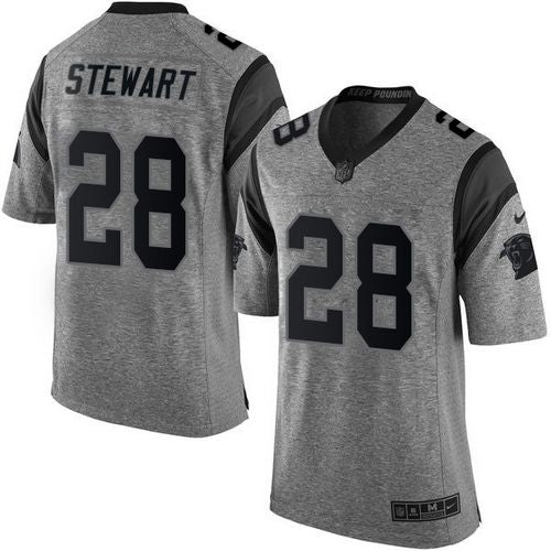 Nike Panthers 28 Jonathan Stewart Gray Mens Stitched Nfl Limited Gridiron Gray Jersey