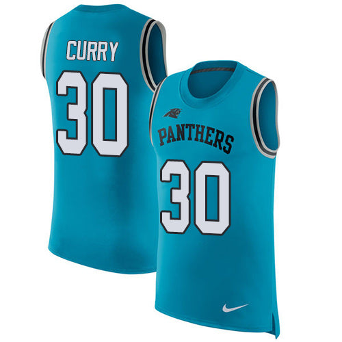 Nike Panthers 30 Stephen Curry Blue Alternate Mens Stitched Nfl Limited Rush Tank Top Jersey