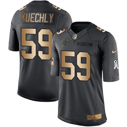 Nike Panthers 59 Luke Kuechly Black Mens Stitched Nfl Limited Gold Salute To Service Jersey