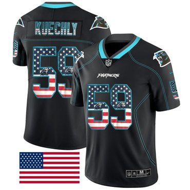 Nike Panthers 59 Luke Kuechly Black Mens Stitched Nfl Limited Rush Usa Flag Jersey