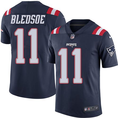 Nike Patriots 11 Drew Bledsoe Navy Blue Mens Stitched Nfl Limited Rush Jersey