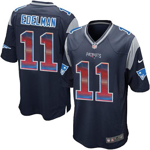 Nike Patriots 11 Julian Edelman Navy Blue Team Color Mens Stitched Nfl Limited Strobe Jersey