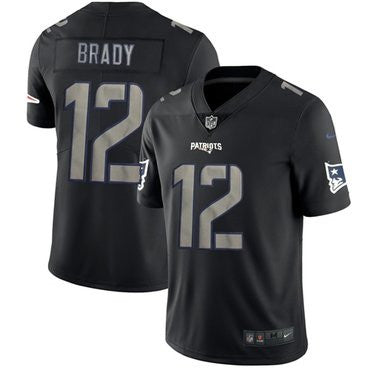 Nike Patriots 12 Tom Brady Black Mens Stitched Nfl Limited Rush Impact Jersey