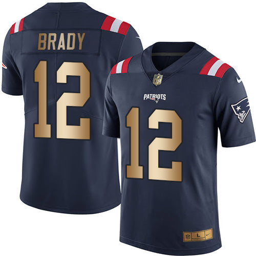 Nike Patriots 12 Tom Brady Navy Blue Mens Stitched Nfl Limited Gold Rush Jersey
